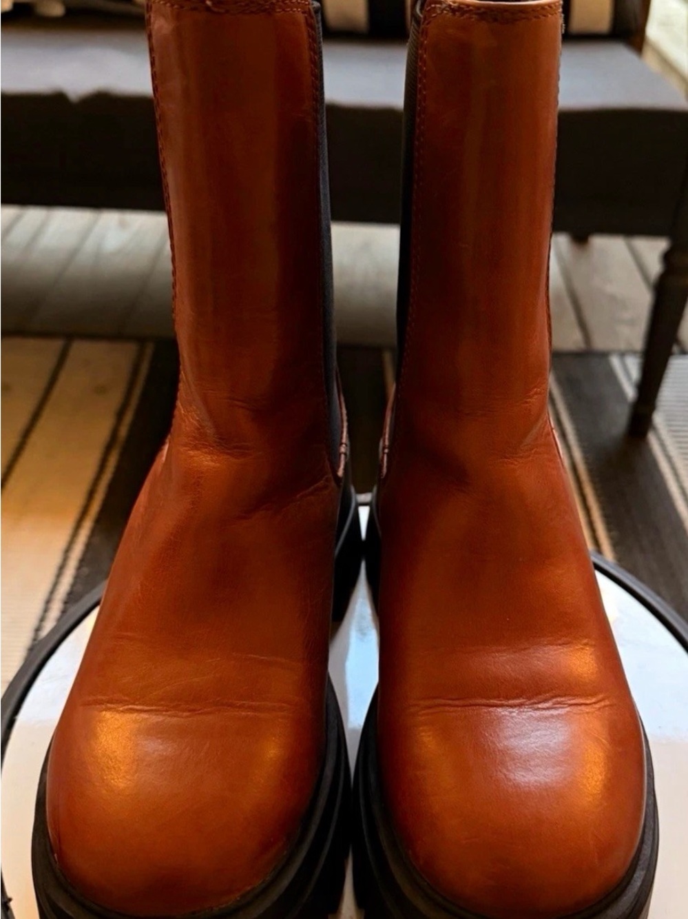 Gianni Bini Tan Leather Chelsea Boots